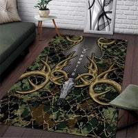 Skull Deer Hunting Camouflage Pattern Area Rug Rustic Hunting Metal Mesh Background Art - Wonder Print Shop