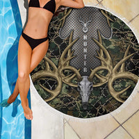 Skull Deer Hunting Camouflage Pattern Beach Blanket Rustic Hunting Metal Mesh Background Art - Wonder Print Shop