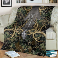 Skull Deer Hunting Camouflage Pattern Blanket Rustic Hunting Metal Mesh Background Art - Wonder Print Shop