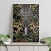 Skull Deer Hunting Camouflage Pattern Canvas Wall Art Rustic Hunting Metal Mesh Background Art - Wonder Print Shop