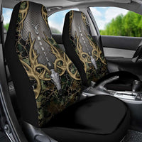 Skull Deer Hunting Camouflage Pattern Car Seat Cover Rustic Hunting Metal Mesh Background Art - Wonder Print Shop