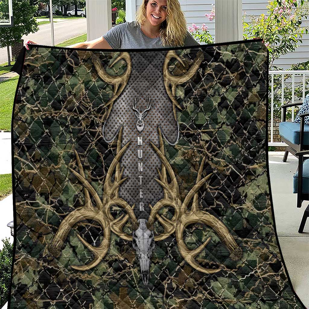 Skull Deer Hunting Camouflage Pattern Quilt Rustic Hunting Metal Mesh Background Art - Wonder Print Shop