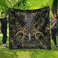 Skull Deer Hunting Camouflage Pattern Quilt Rustic Hunting Metal Mesh Background Art - Wonder Print Shop