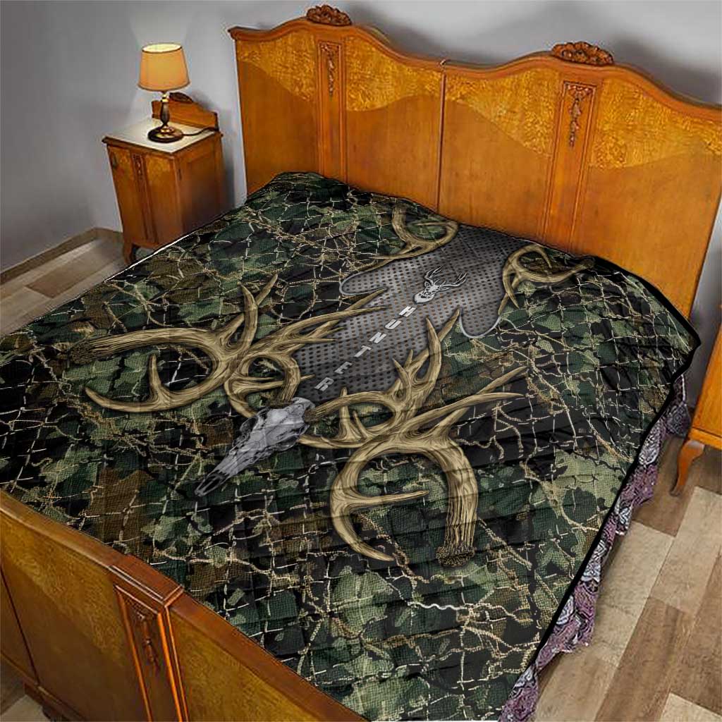 Skull Deer Hunting Camouflage Pattern Quilt Rustic Hunting Metal Mesh Background Art - Wonder Print Shop