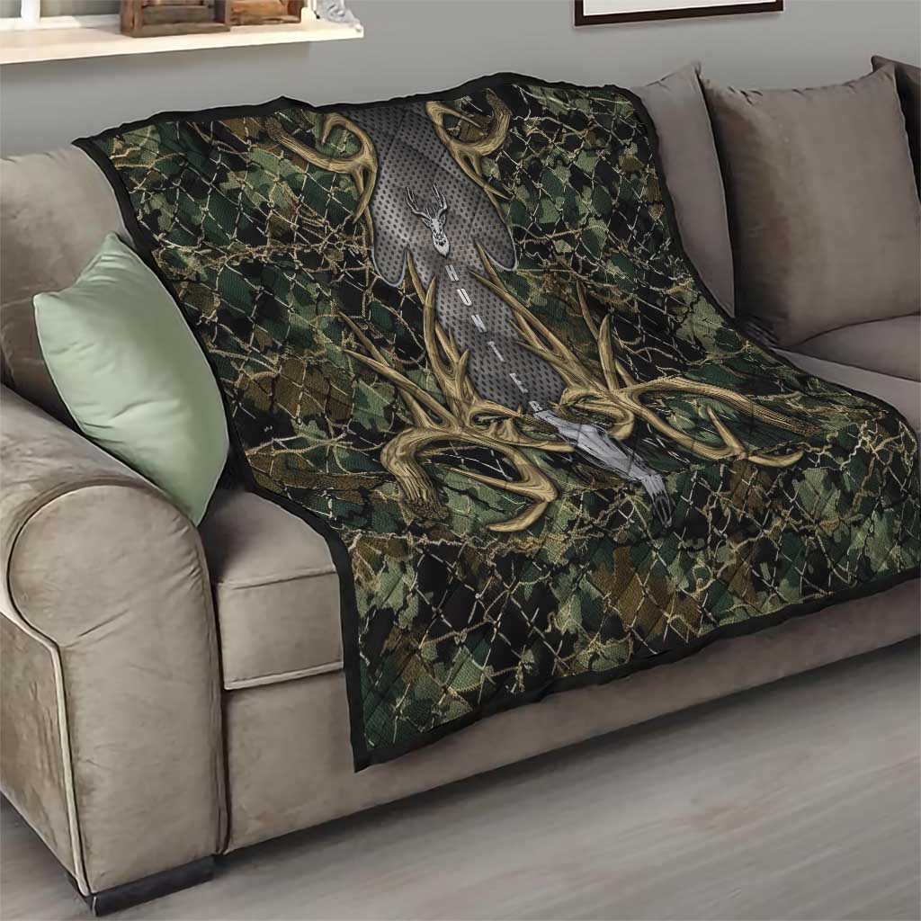 Skull Deer Hunting Camouflage Pattern Quilt Rustic Hunting Metal Mesh Background Art - Wonder Print Shop