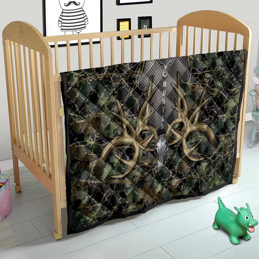 Skull Deer Hunting Camouflage Pattern Quilt Rustic Hunting Metal Mesh Background Art - Wonder Print Shop