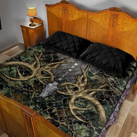 Skull Deer Hunting Camouflage Pattern Quilt Bed Set Rustic Hunting Metal Mesh Background Art - Wonder Print Shop