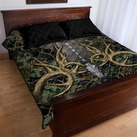 Skull Deer Hunting Camouflage Pattern Quilt Bed Set Rustic Hunting Metal Mesh Background Art - Wonder Print Shop