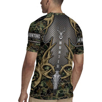 Skull Deer Hunting Camouflage Pattern Rugby Jersey Rustic Hunting Metal Mesh Background Art - Wonder Print Shop