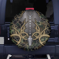 Skull Deer Hunting Camouflage Pattern Spare Tire Cover Rustic Hunting Metal Mesh Background Art - Wonder Print Shop