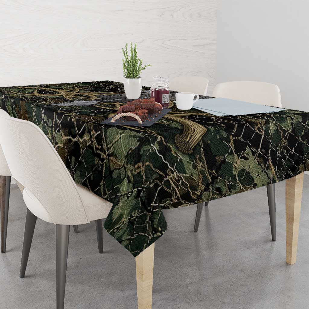 Skull Deer Hunting Camouflage Pattern Tablecloth Rustic Hunting Metal Mesh Background Art - Wonder Print Shop