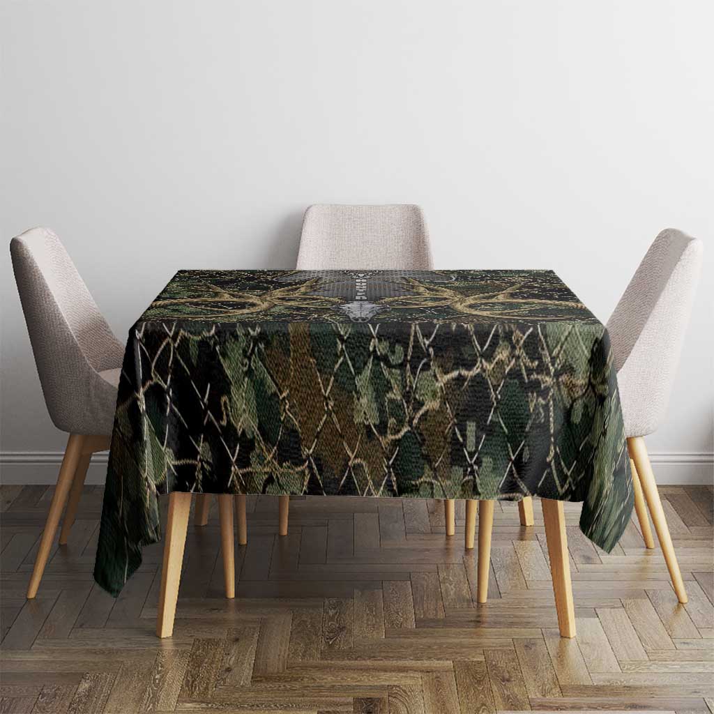 Skull Deer Hunting Camouflage Pattern Tablecloth Rustic Hunting Metal Mesh Background Art - Wonder Print Shop