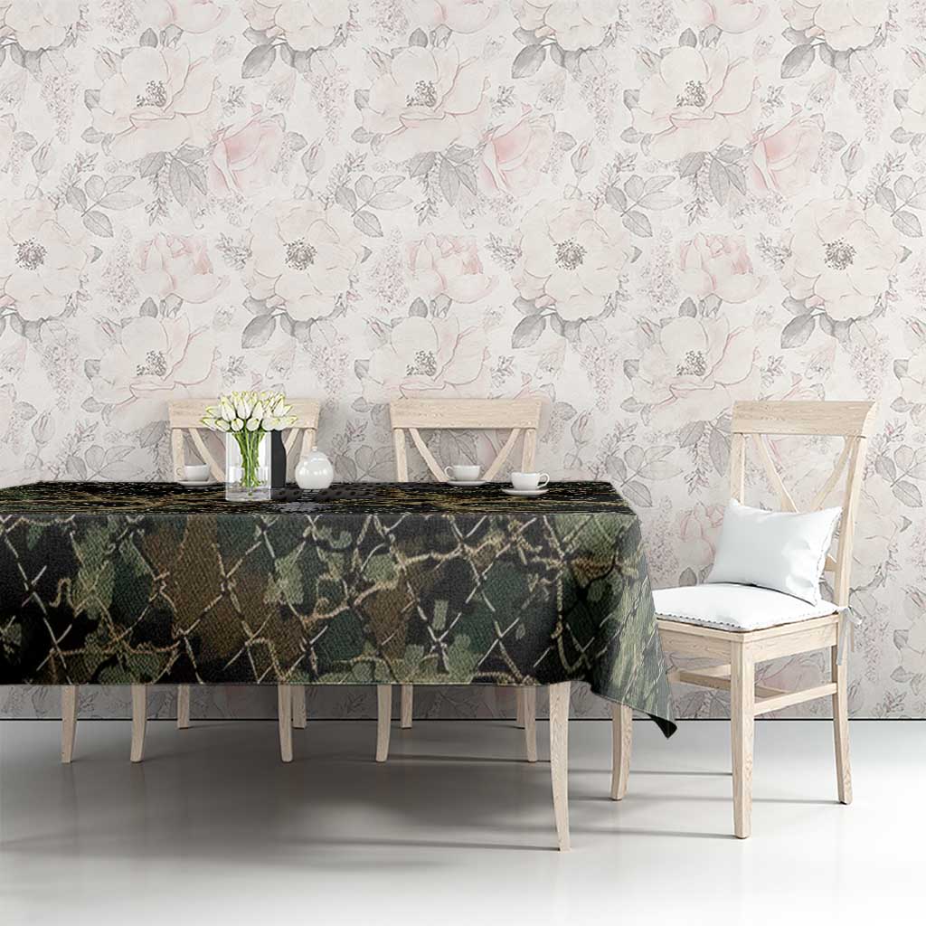 Skull Deer Hunting Camouflage Pattern Tablecloth Rustic Hunting Metal Mesh Background Art - Wonder Print Shop