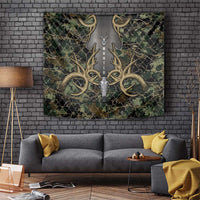 Skull Deer Hunting Camouflage Pattern Tapestry Rustic Hunting Metal Mesh Background Art - Wonder Print Shop