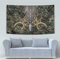 Skull Deer Hunting Camouflage Pattern Tapestry Rustic Hunting Metal Mesh Background Art - Wonder Print Shop