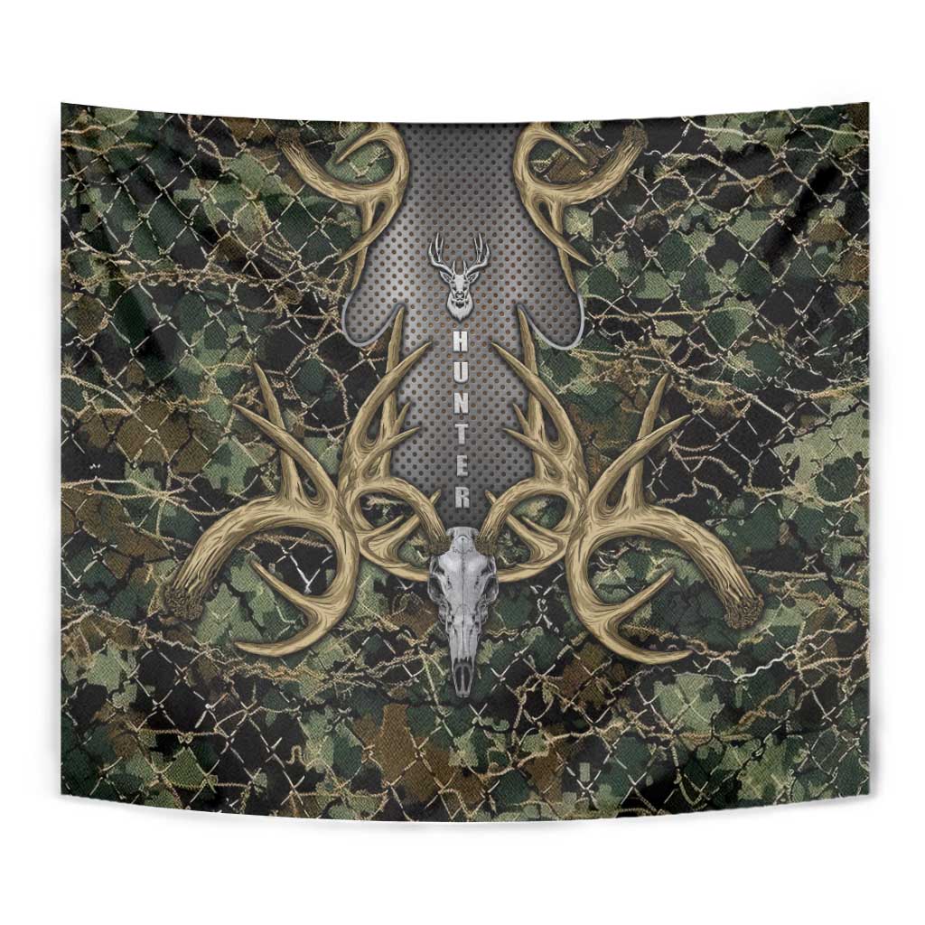 Skull Deer Hunting Camouflage Pattern Tapestry Rustic Hunting Metal Mesh Background Art - Wonder Print Shop
