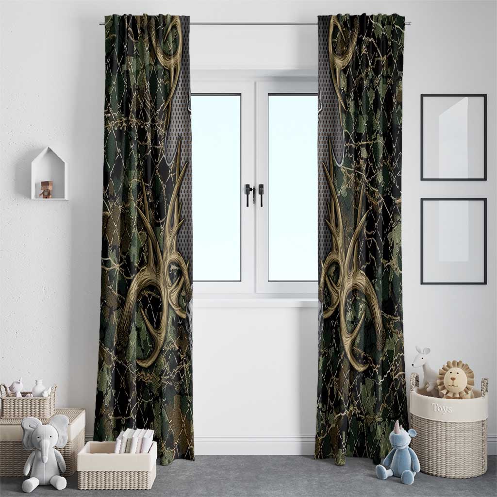 Skull Deer Hunting Camouflage Pattern Window Curtain Rustic Hunting Metal Mesh Background Art - Wonder Print Shop