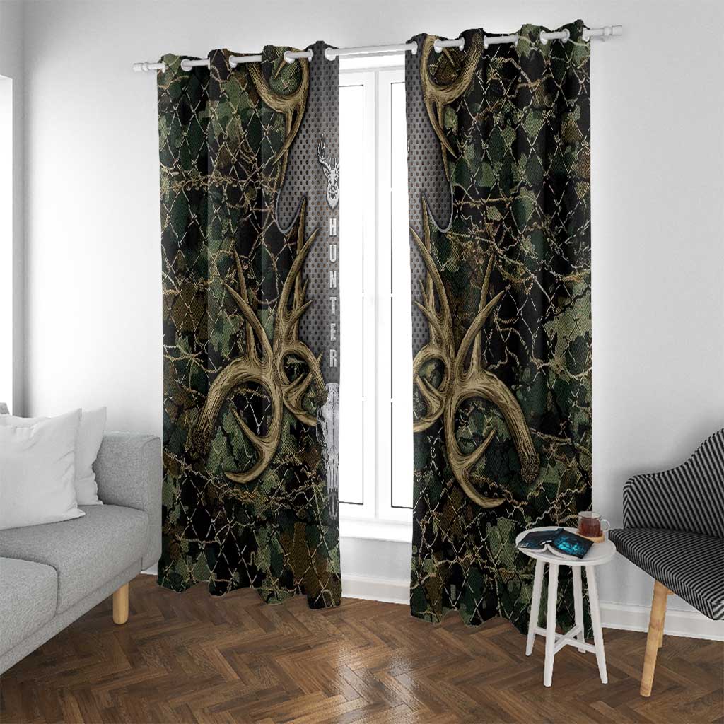 Skull Deer Hunting Camouflage Pattern Window Curtain Rustic Hunting Metal Mesh Background Art - Wonder Print Shop