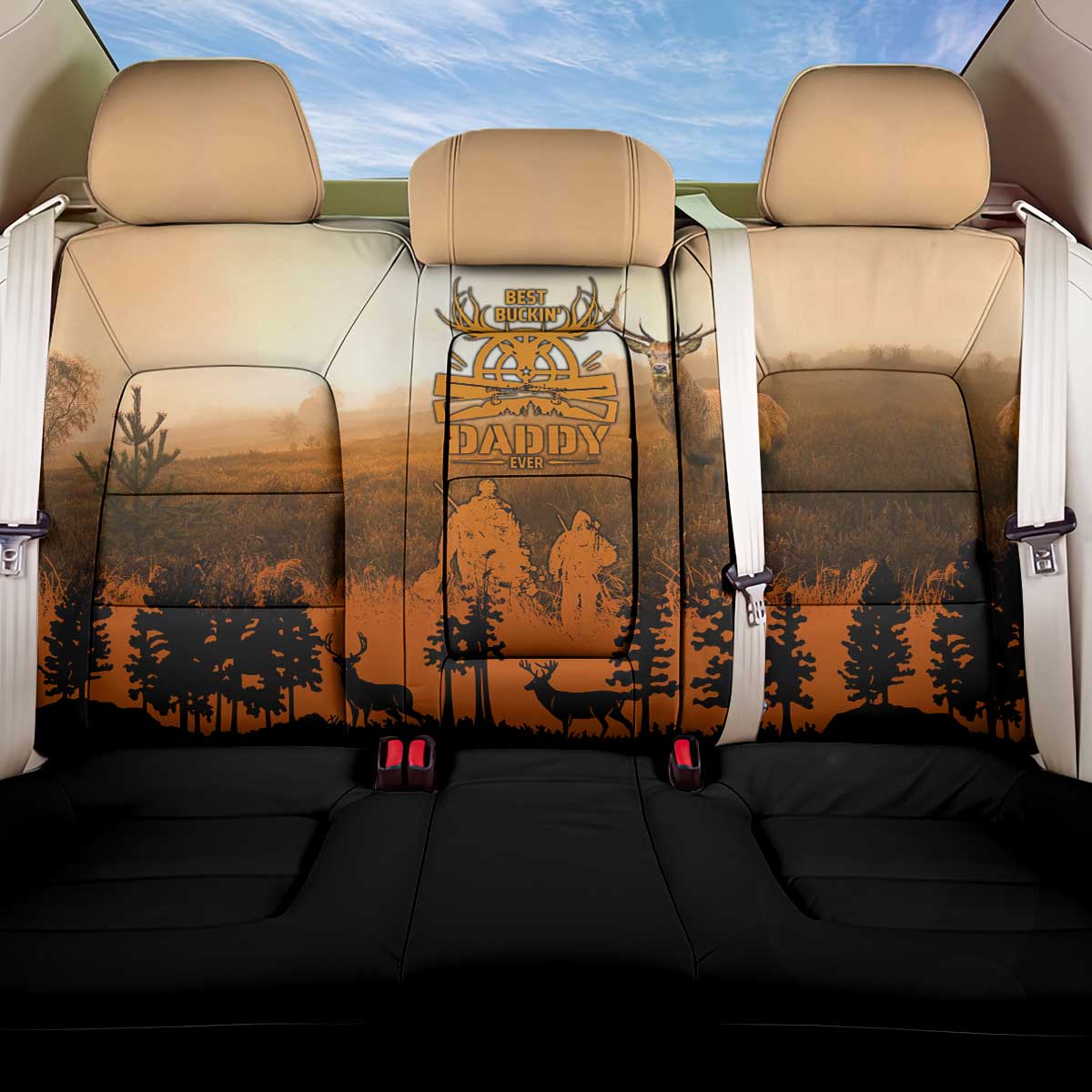 Father And Son Deer Hunting Back Car Seat Cover Best Buckin Daddy Ever - Wonder Print Shop