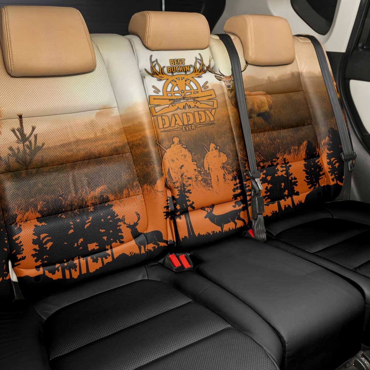 Father And Son Deer Hunting Back Car Seat Cover Best Buckin Daddy Ever - Wonder Print Shop