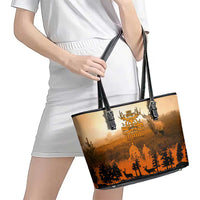 Father And Son Deer Hunting Leather Tote Bag Best Buckin Daddy Ever - Wonder Print Shop