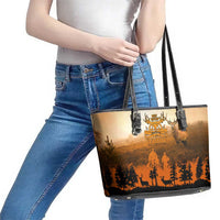 Father And Son Deer Hunting Leather Tote Bag Best Buckin Daddy Ever - Wonder Print Shop