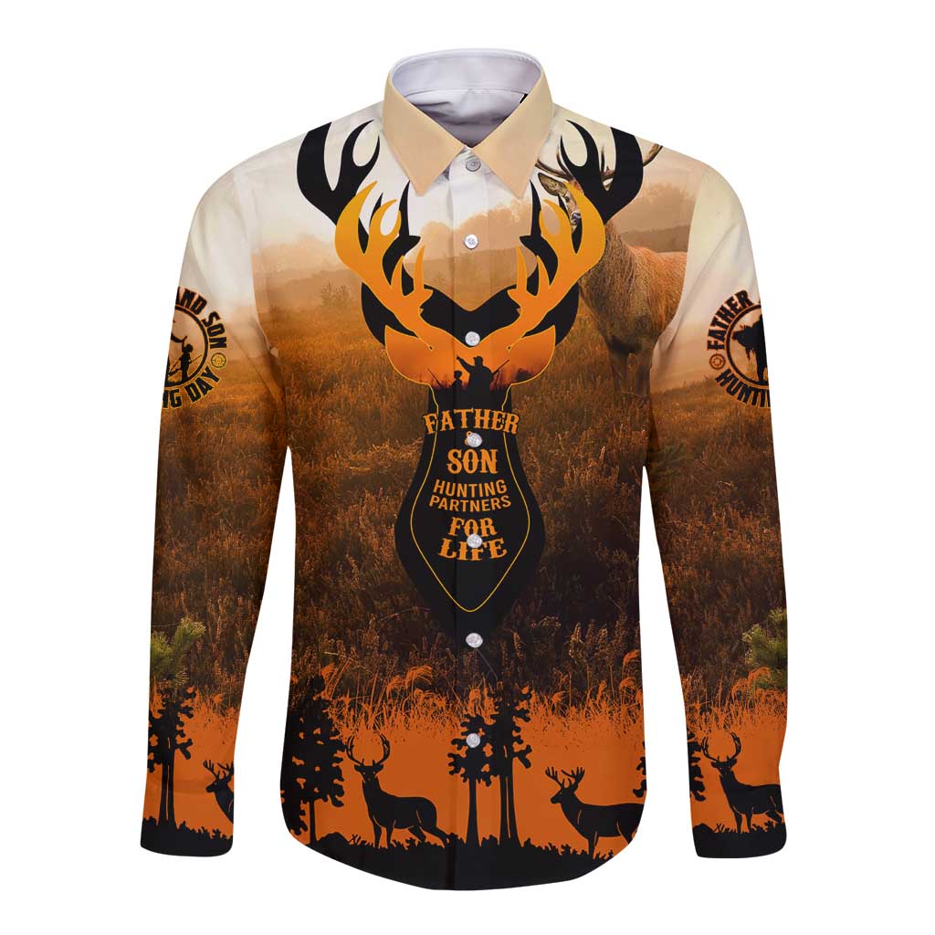Father And Son Deer Hunting Long Sleeve Button Shirt Best Buckin Daddy Ever - Wonder Print Shop