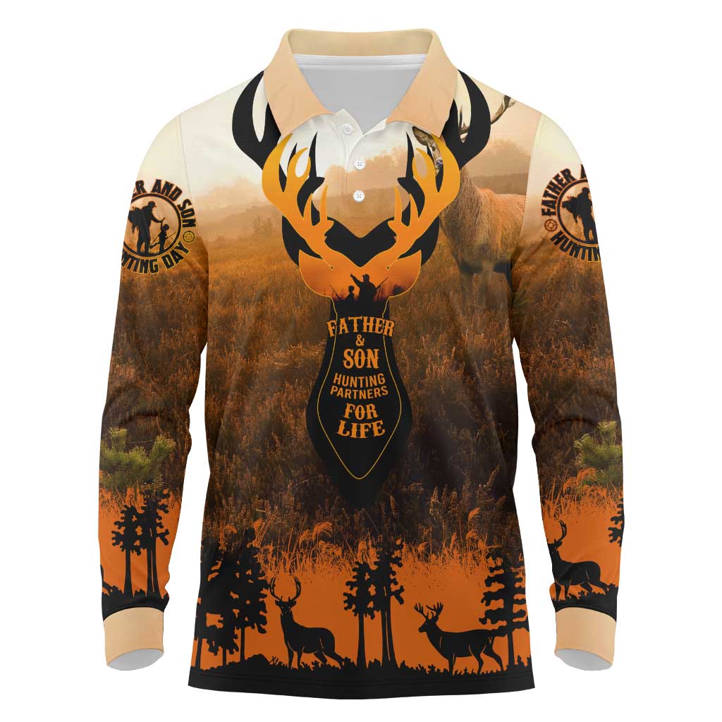 Father And Son Deer Hunting Long Sleeve Polo Shirt Best Buckin Daddy Ever - Wonder Print Shop