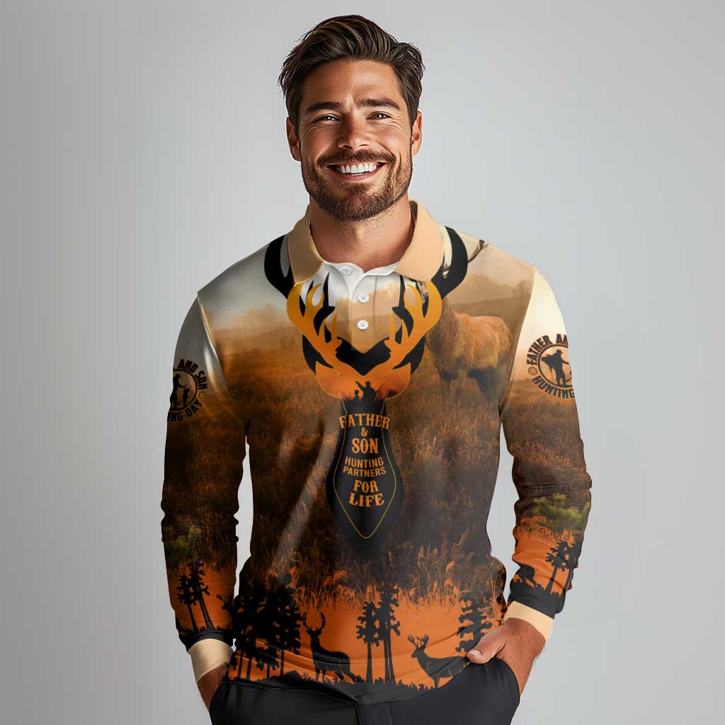 Father And Son Deer Hunting Long Sleeve Polo Shirt Best Buckin Daddy Ever - Wonder Print Shop