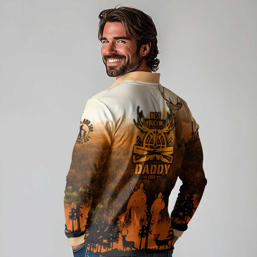 Father And Son Deer Hunting Long Sleeve Polo Shirt Best Buckin Daddy Ever - Wonder Print Shop