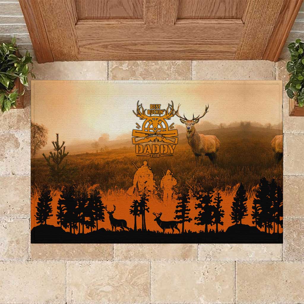 Father And Son Deer Hunting Rubber Doormat Best Buckin Daddy Ever - Wonder Print Shop