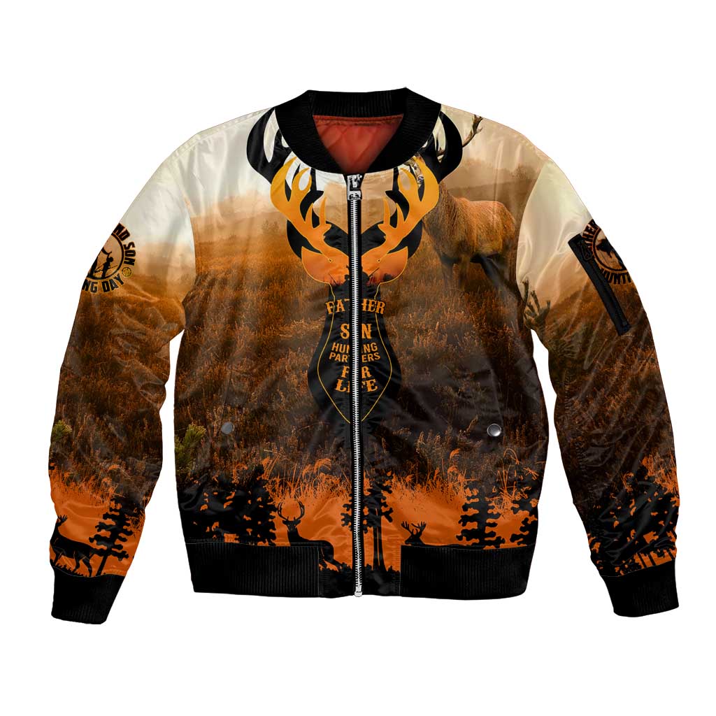 Father And Son Deer Hunting Sleeve Zip Bomber Jacket Best Buckin Daddy Ever - Wonder Print Shop