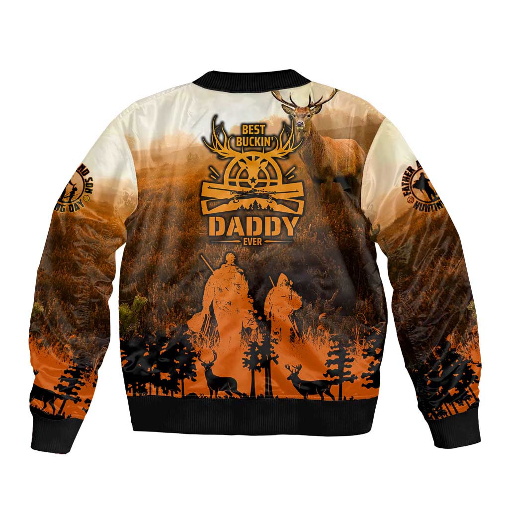 Father And Son Deer Hunting Sleeve Zip Bomber Jacket Best Buckin Daddy Ever - Wonder Print Shop
