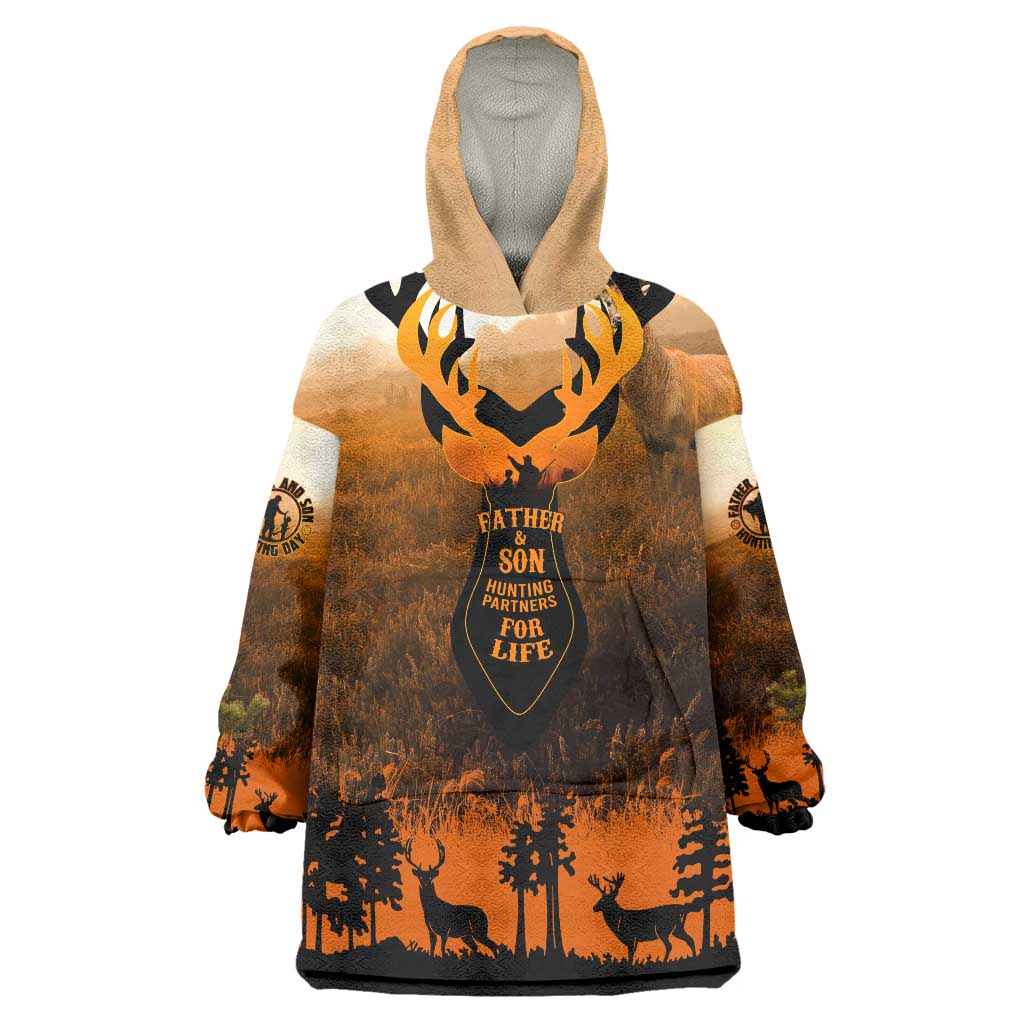 Father And Son Deer Hunting Wearable Blanket Hoodie Best Buckin Daddy Ever - Wonder Print Shop