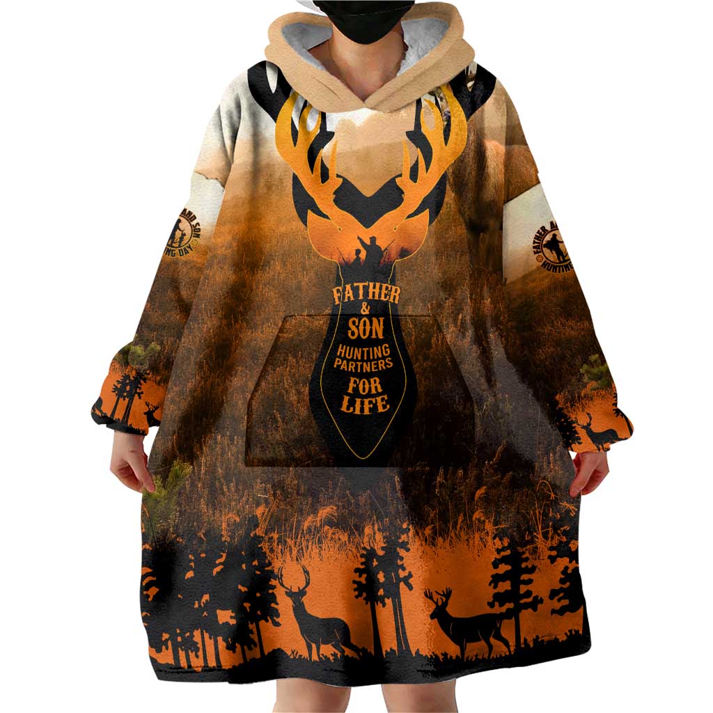 Father And Son Deer Hunting Wearable Blanket Hoodie Best Buckin Daddy Ever - Wonder Print Shop