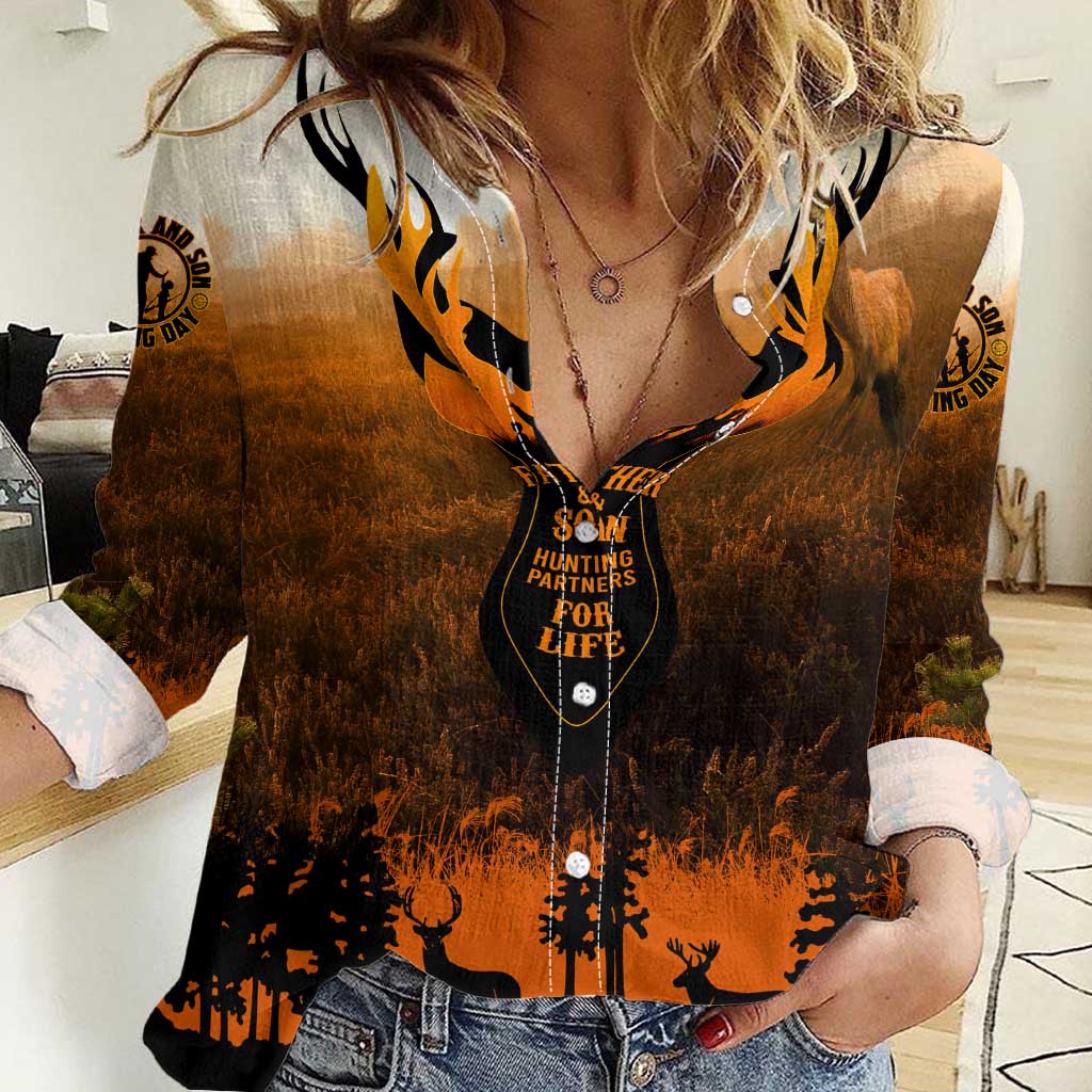 Father And Son Deer Hunting Women Casual Shirt Best Buckin Daddy Ever - Wonder Print Shop