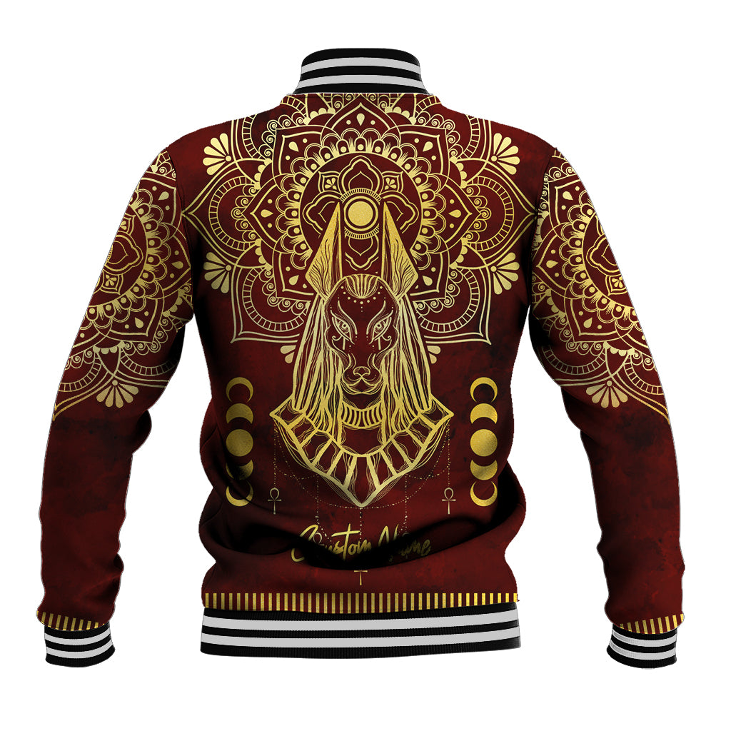 Personalized Anubis Baseball Jacket Ancient Egyptian Pattern In Red - Wonder Print Shop