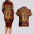 Personalized Anubis Couples Matching Long Sleeve Bodycon Dress and Hawaiian Shirt Ancient Egyptian Pattern In Red