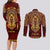 Personalized Anubis Couples Matching Long Sleeve Bodycon Dress and Long Sleeve Button Shirt Ancient Egyptian Pattern In Red