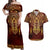 Personalized Anubis Couples Matching Off Shoulder Maxi Dress and Hawaiian Shirt Ancient Egyptian Pattern In Red