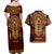 Personalized Anubis Couples Matching Off Shoulder Maxi Dress and Hawaiian Shirt Ancient Egyptian Pattern In Red