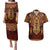 Personalized Anubis Couples Matching Puletasi and Hawaiian Shirt Ancient Egyptian Pattern In Red