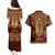 Personalized Anubis Couples Matching Puletasi and Hawaiian Shirt Ancient Egyptian Pattern In Red