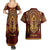 Personalized Anubis Couples Matching Summer Maxi Dress and Hawaiian Shirt Ancient Egyptian Pattern In Red - Wonder Print Shop