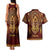 Personalized Anubis Couples Matching Tank Maxi Dress and Hawaiian Shirt Ancient Egyptian Pattern In Red