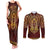 Personalized Anubis Couples Matching Tank Maxi Dress and Long Sleeve Button Shirt Ancient Egyptian Pattern In Red - Wonder Print Shop