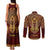 Personalized Anubis Couples Matching Tank Maxi Dress and Long Sleeve Button Shirt Ancient Egyptian Pattern In Red
