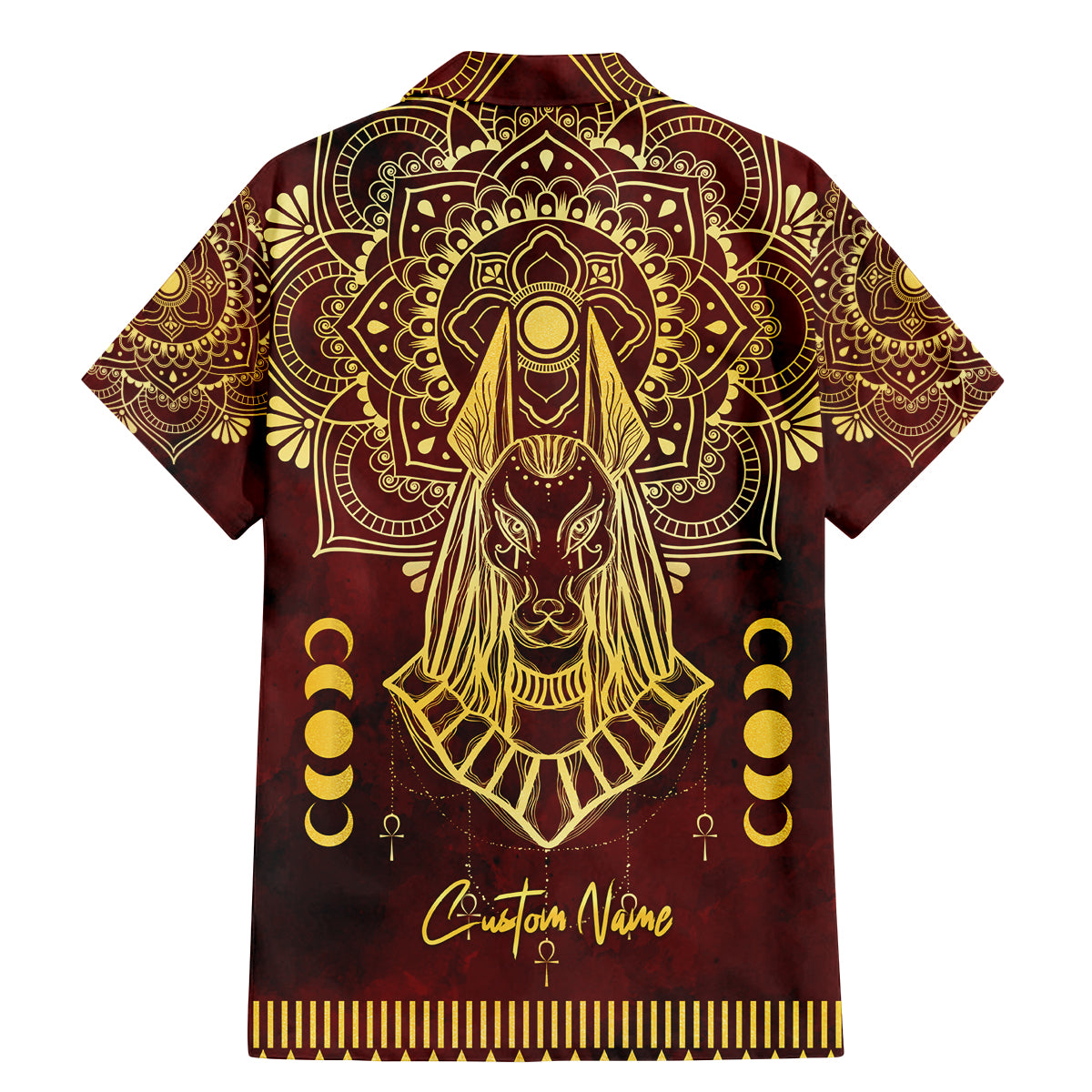 Personalized Anubis Family Matching Mermaid Dress and Hawaiian Shirt Ancient Egyptian Pattern In Red - Wonder Print Shop