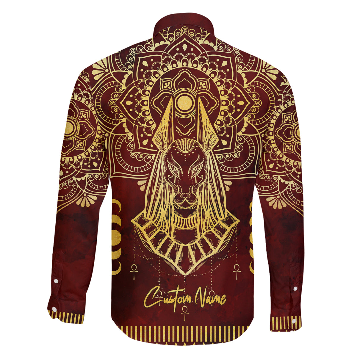 Personalized Anubis Family Matching Off Shoulder Maxi Dress and Hawaiian Shirt Ancient Egyptian Pattern In Red - Wonder Print Shop