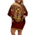 Personalized Anubis Family Matching Off Shoulder Short Dress and Hawaiian Shirt Ancient Egyptian Pattern In Red - Wonder Print Shop